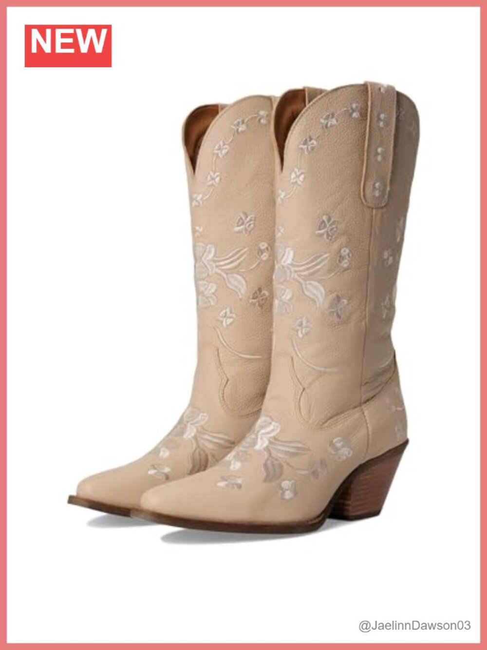 Embroidered leather pull-on western boots